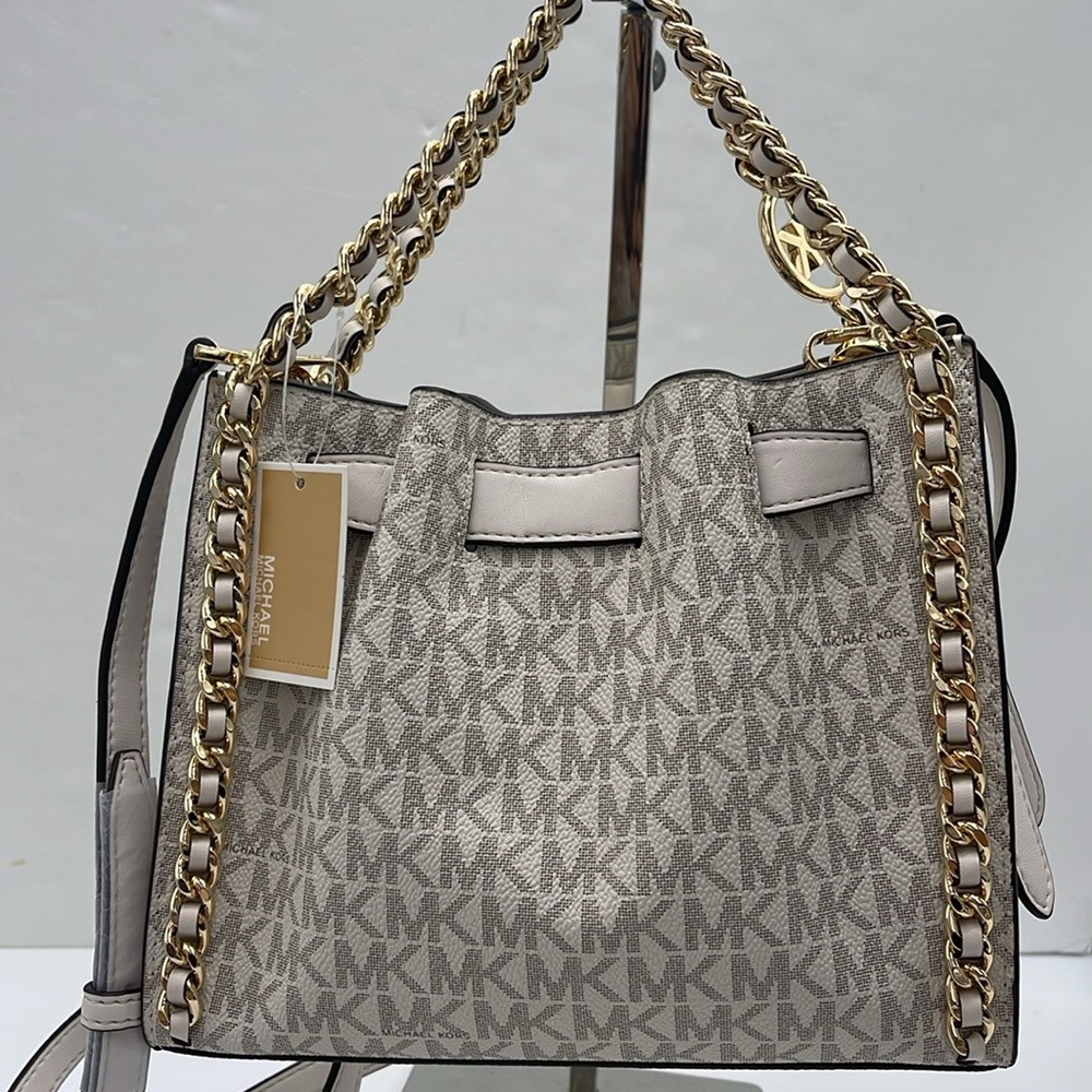 Michael Kors MINA Sm MINI Belted Chain Shoulder Crossbody Bag 
Light Cream Multi - Picture 5 of 16